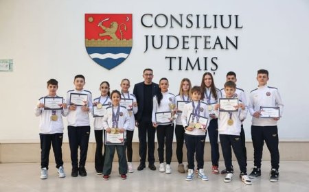 Clubul Golden Karate Timişoara, în vizită la CJ Timiș