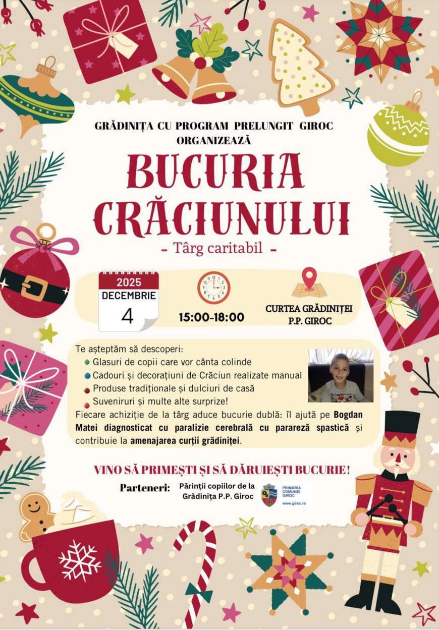 Târg caritabil la Grădinița din Giroc pentru sprijinirea lui Bogdan Matei