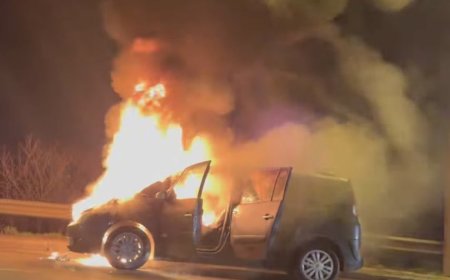 VIDEO | Mașină cuprinsă de flăcări pe podul Freidorf din Timișoara
