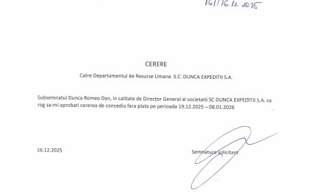 ROMEO DUNCA ȘI-A LUAT CONCEDIU FĂRĂ PLATĂ