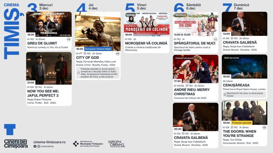 Săptămână muzicală și spectaculoasă la Cinema Timiș