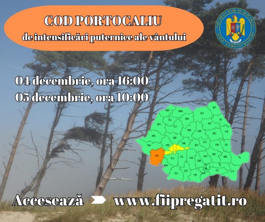 COD PORTOCALIU DE VÂNT PUTERNIC ÎN CARAȘ-SEVERIN