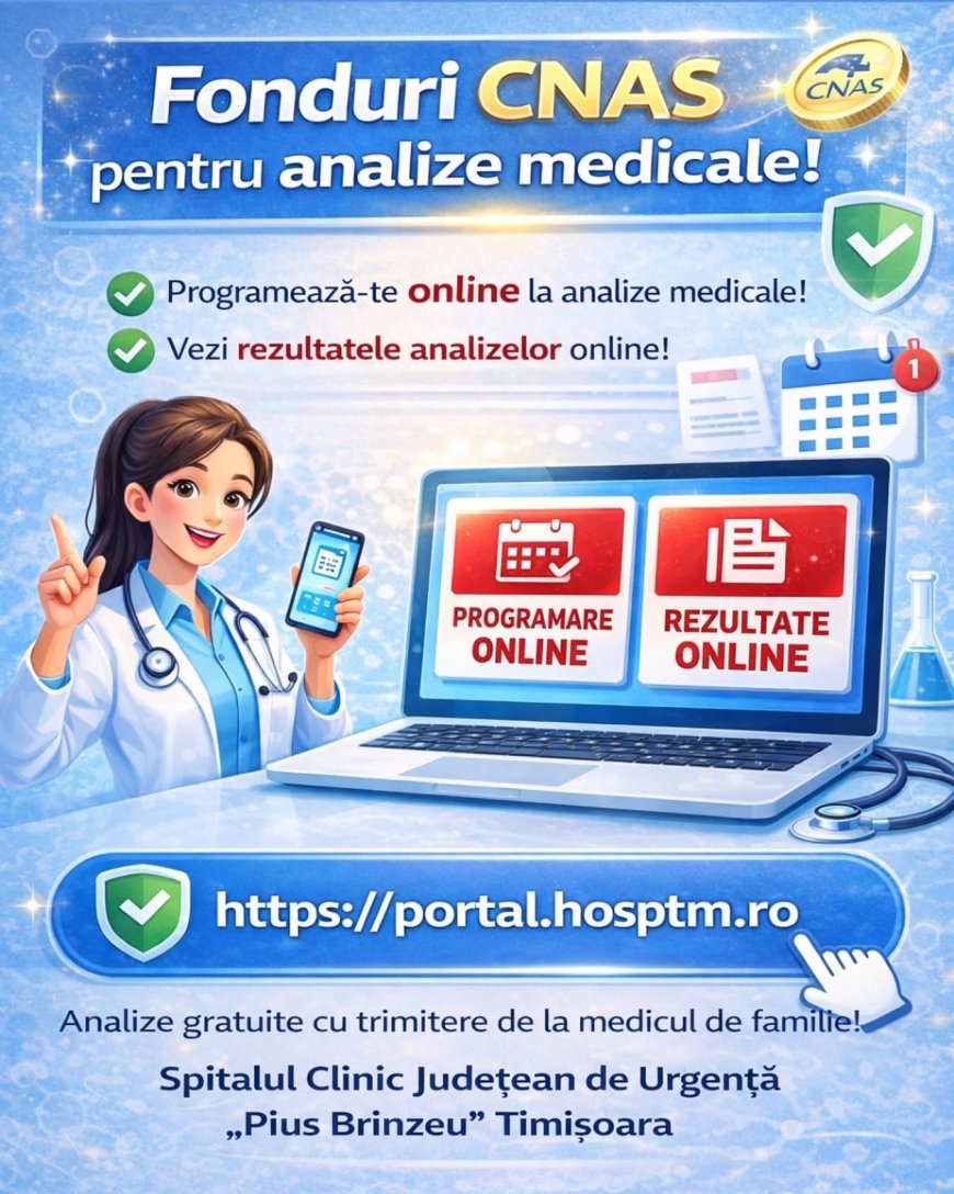 Analize medicale gratuite la Spitalul „Pius Brînzeu”