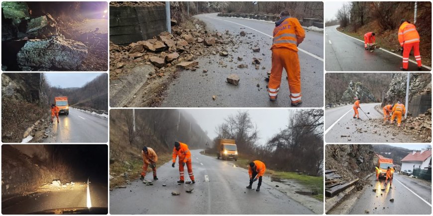 Pietre căzute pe DN 57A și DN 57B în Caraș-Severin