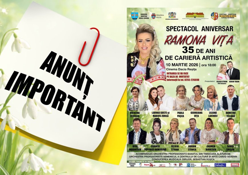 Invitațiile pentru spectacolul aniversar Ramona Vița, disponibile din 20 februarie