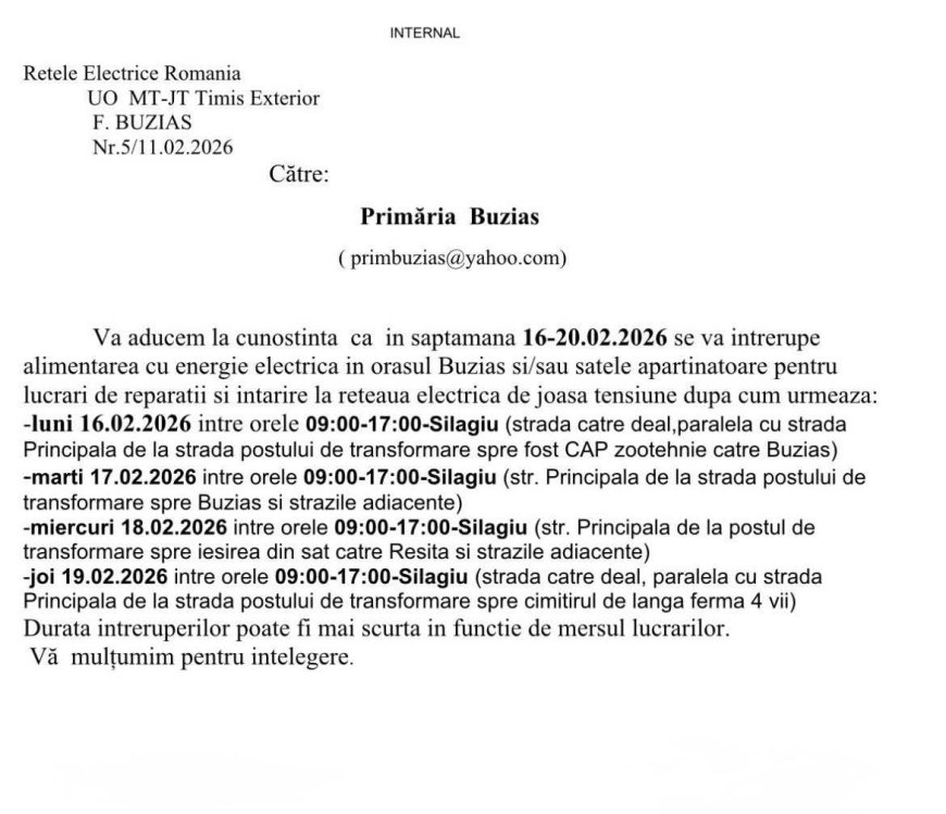 Întreruperi programate de energie electrică în Silagiu