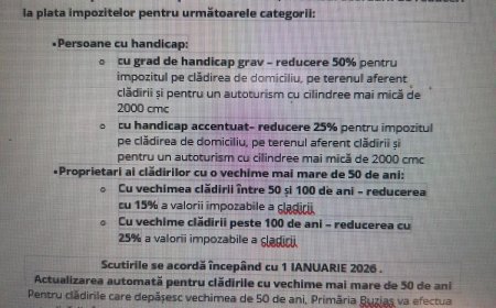 Reduceri la impozitele locale în Buziaș