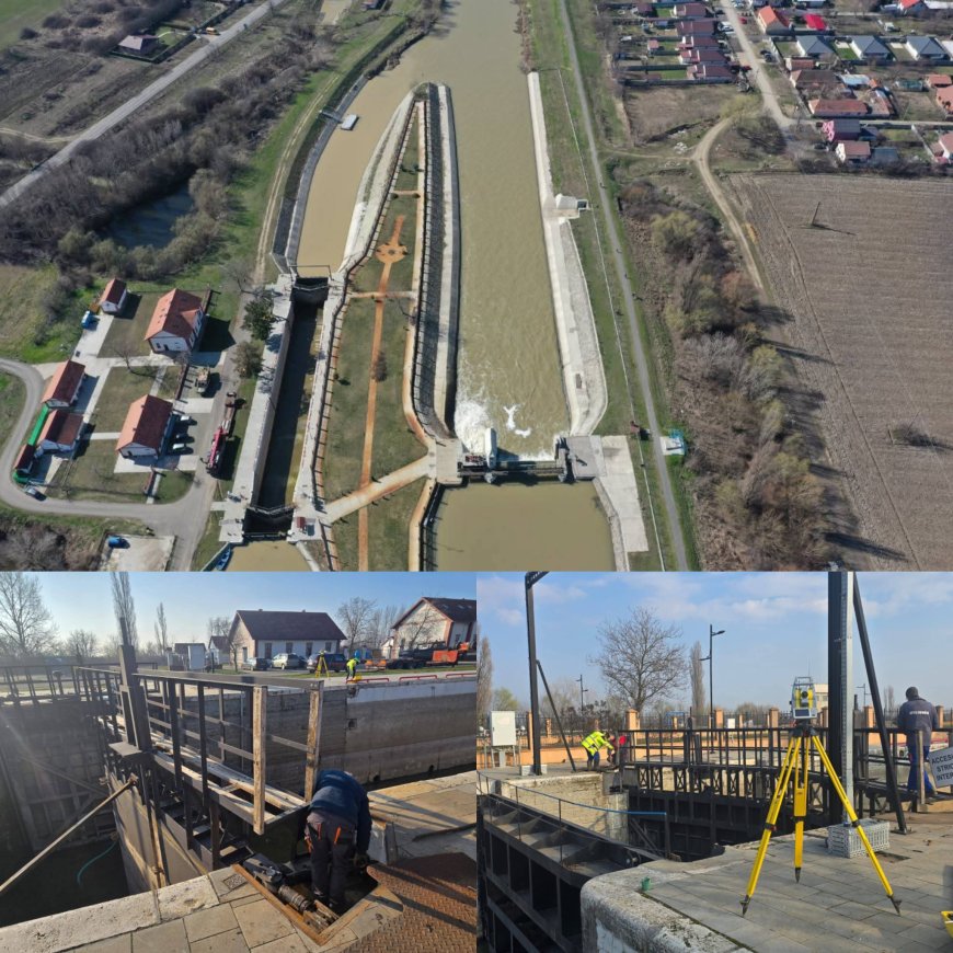 Lucrări de mentenanță la ecluza de la Sânmihaiu Român