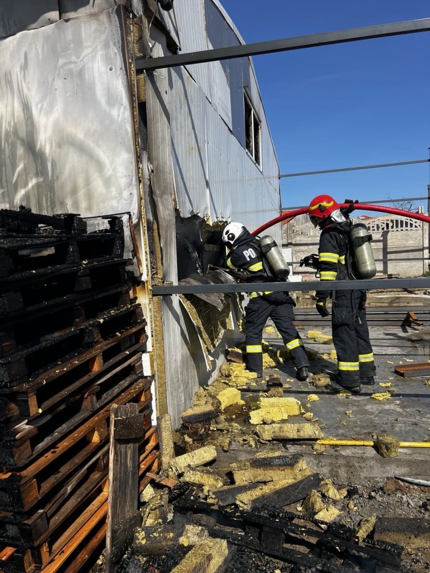 Incendiu într-o hală cu produse alimentare din Hezeriș