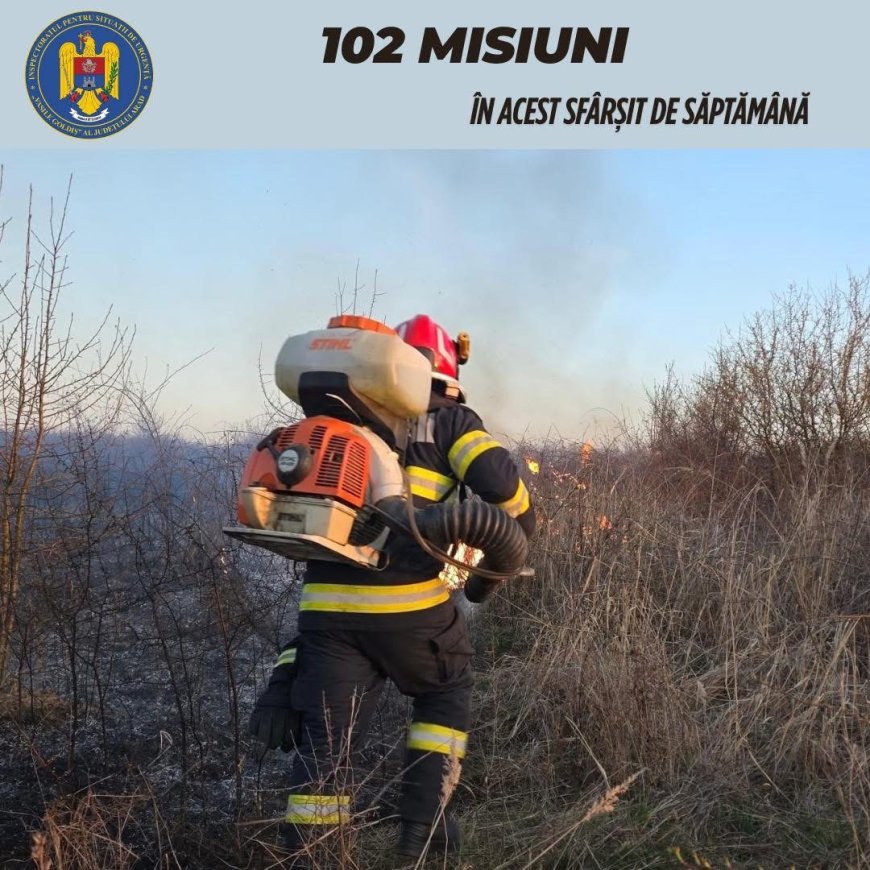 Peste 100 de intervenții ale pompierilor arădeni în weekend