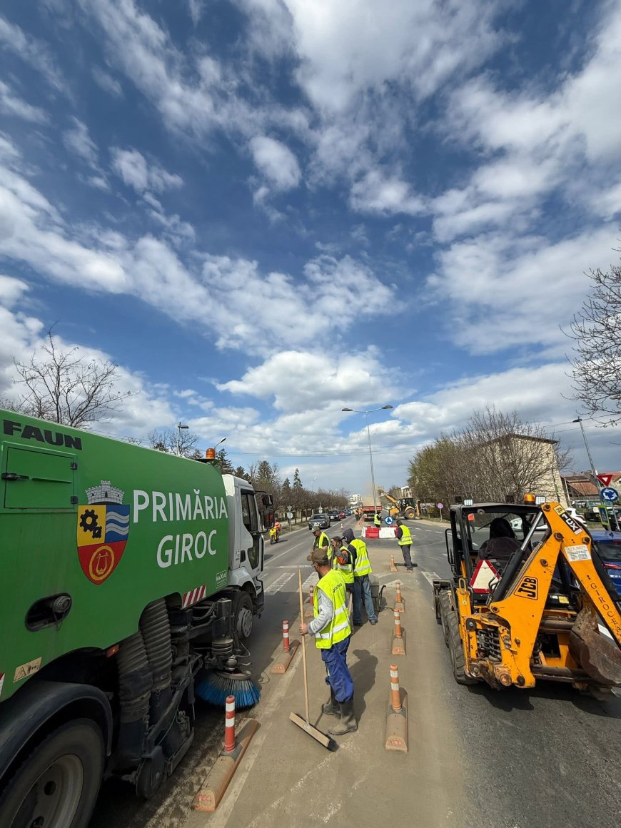 Curățenie pe Calea Timișoarei și strada Trandafirilor din Giroc