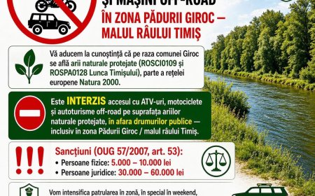 Acces interzis cu vehicule off-road în zona Pădurii Giroc și malul Timișului