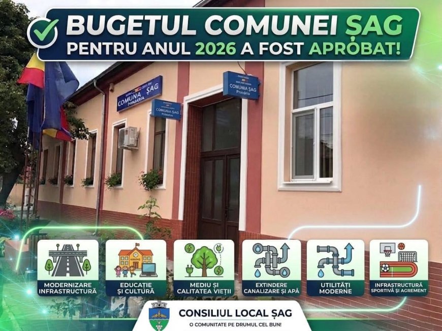 Bugetul comunei Șag pentru 2026, adoptat în unanimitate