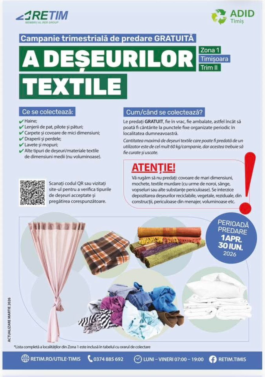 Se colectează deșeurile textile din Giroc