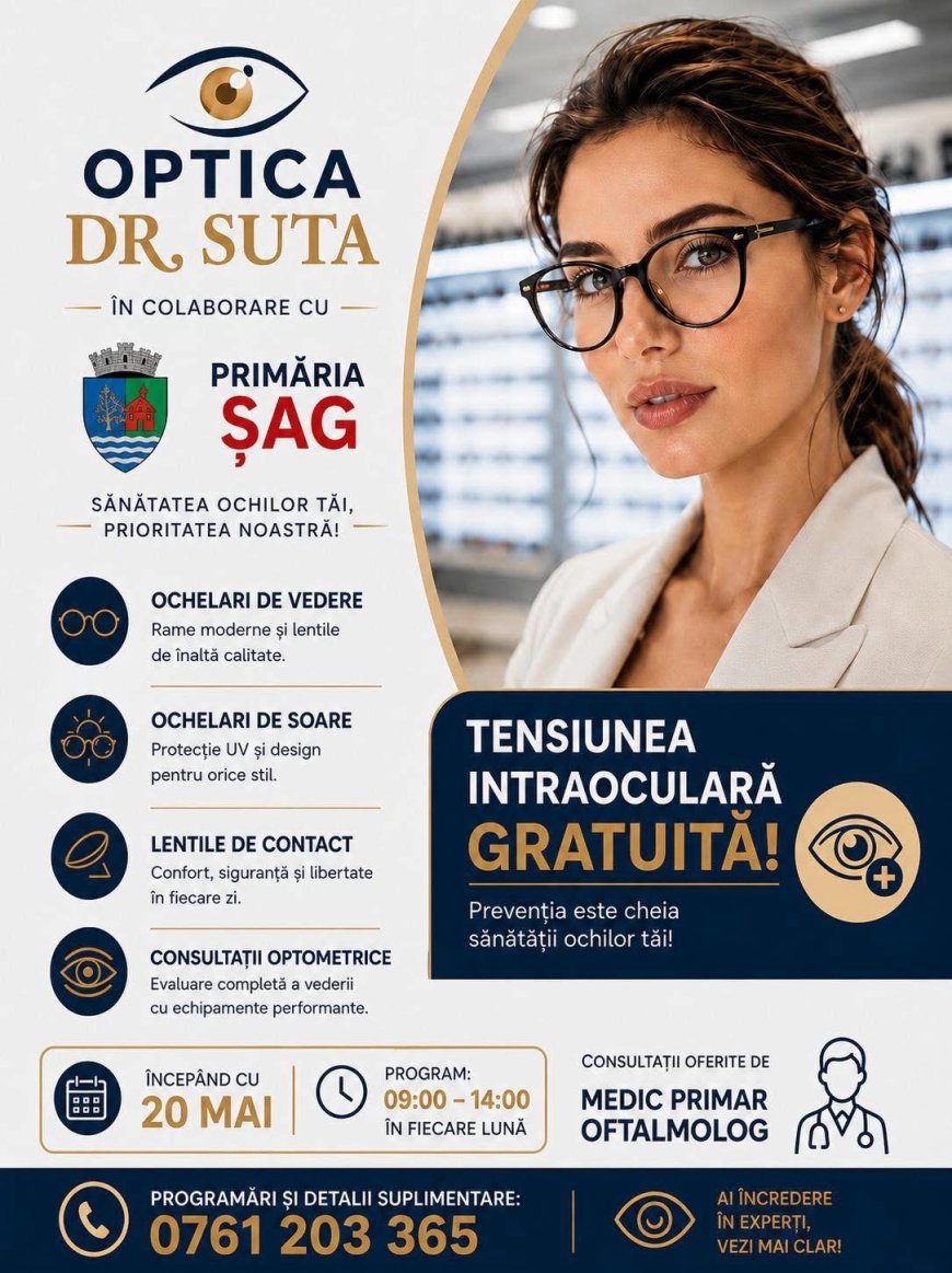 Consultații oftalmologice și optometrice pentru comunitatea din Șag