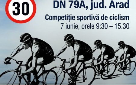 Restricții de circulație pe DN 79A pentru competiția de ciclism „Ziridava Road Race”