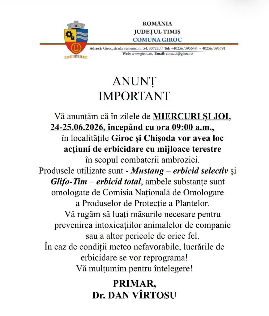 Erbicidare împotriva ambroziei la Giroc