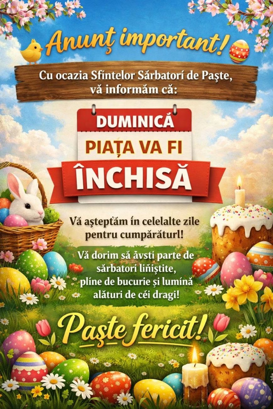 Piața va fi închisă în Duminica de Paște