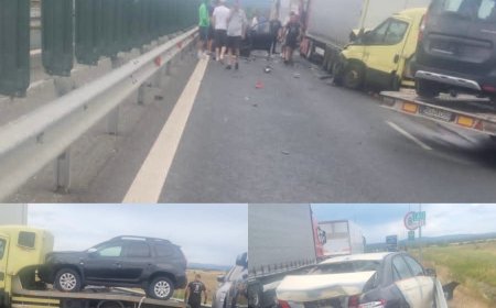 Carambol pe autostradă! O femeie a ajuns în spital