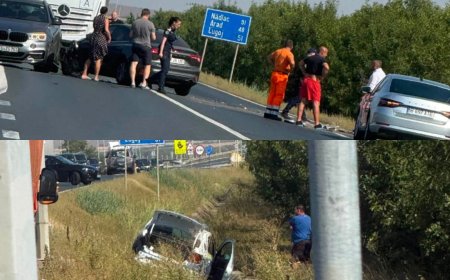 Autospecială de poliție lovită la ieșirea din Remetea Mare