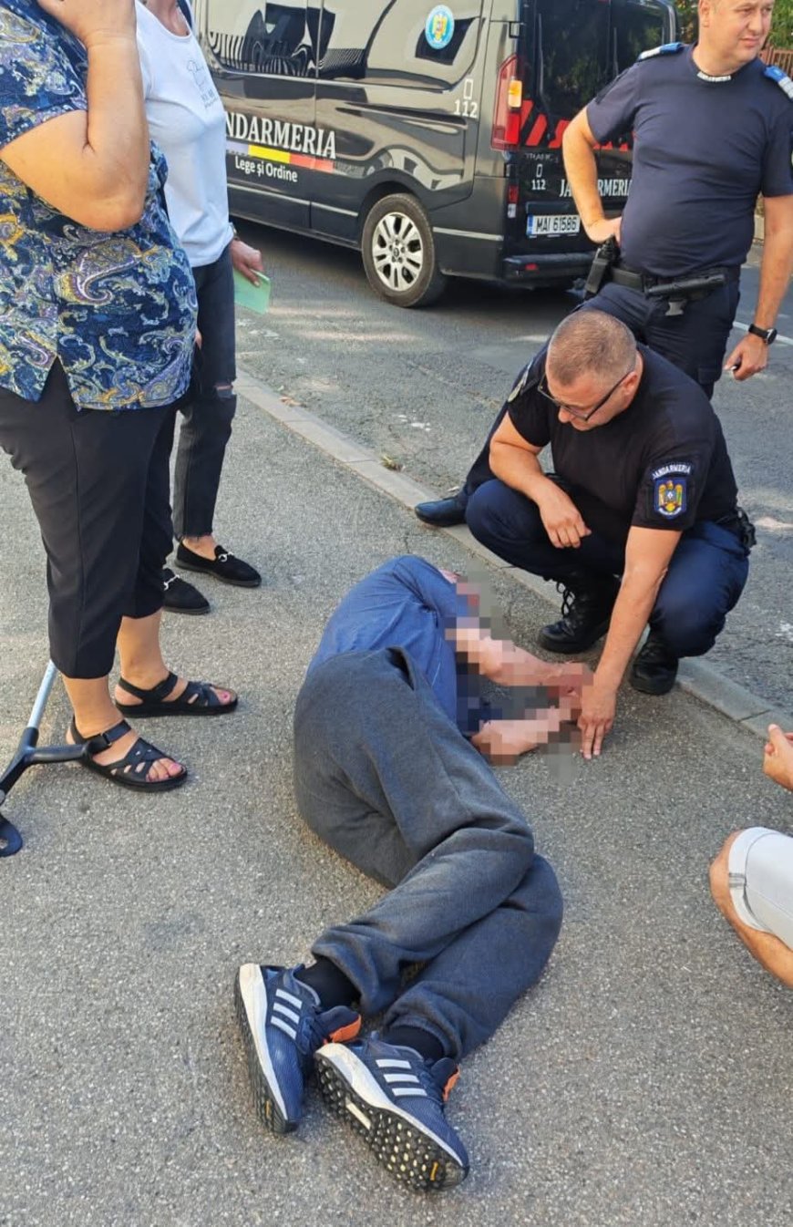 Persoană căzută pe trotuar, salvată de jandarmii cărășeni