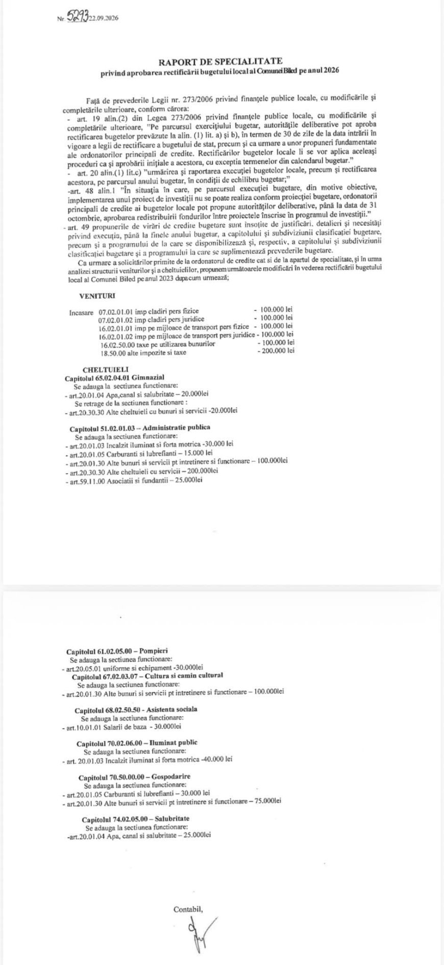 Biled își deblochează activitatea administrativă